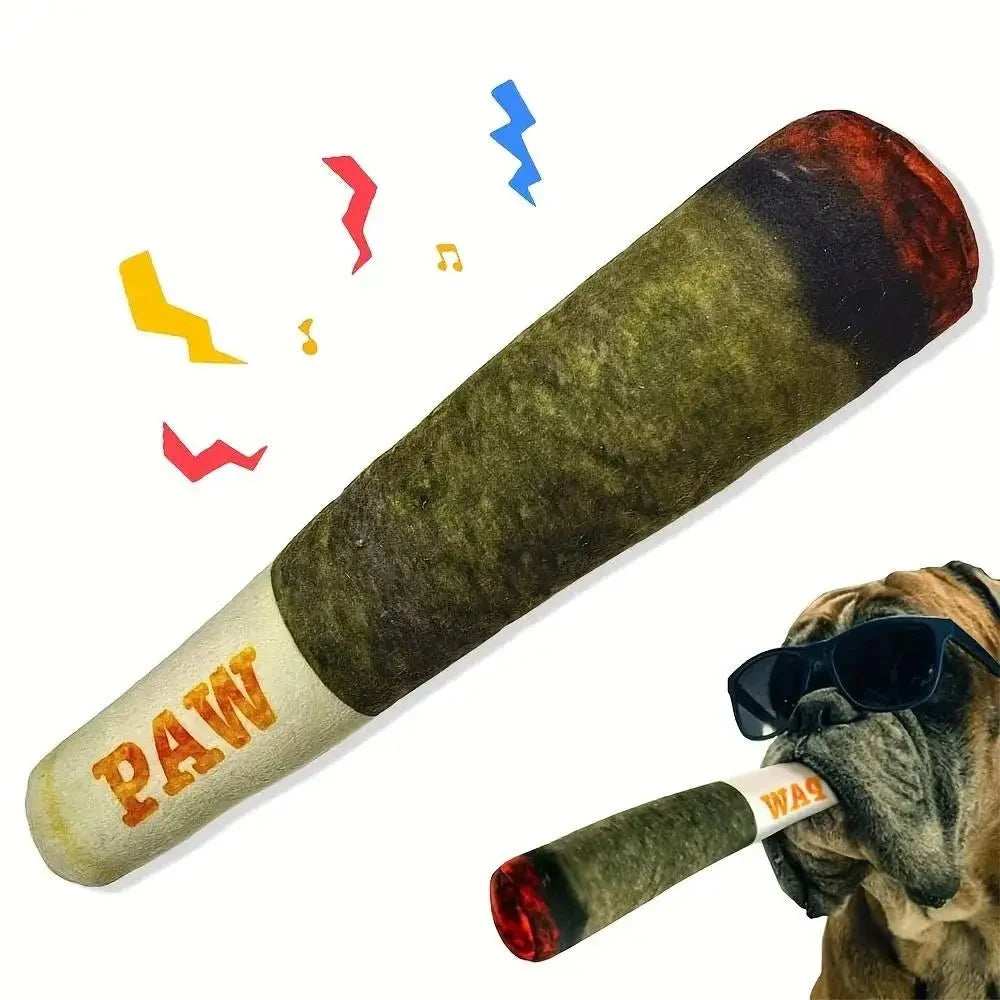 Interactive Plush Cigar Dog Toy – TailSense™