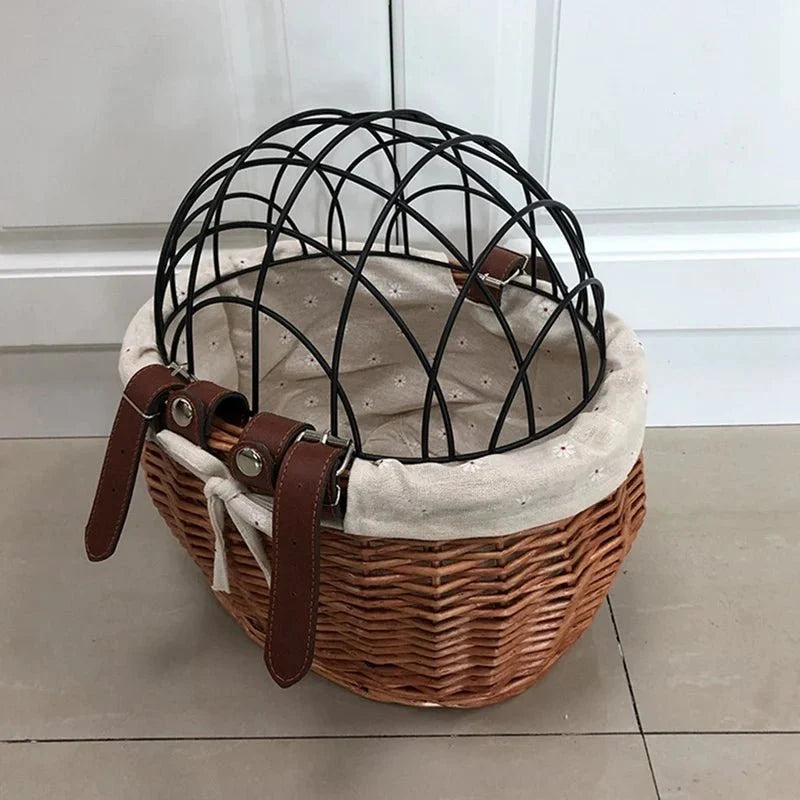 Woven Pet Bicycle Basket for Small Dogs & Cats – RoadSafeReady™
