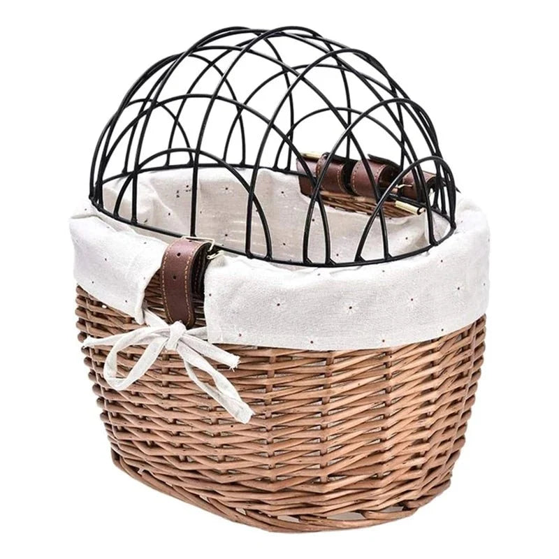 Woven Pet Bicycle Basket for Small Dogs & Cats – RoadSafeReady™