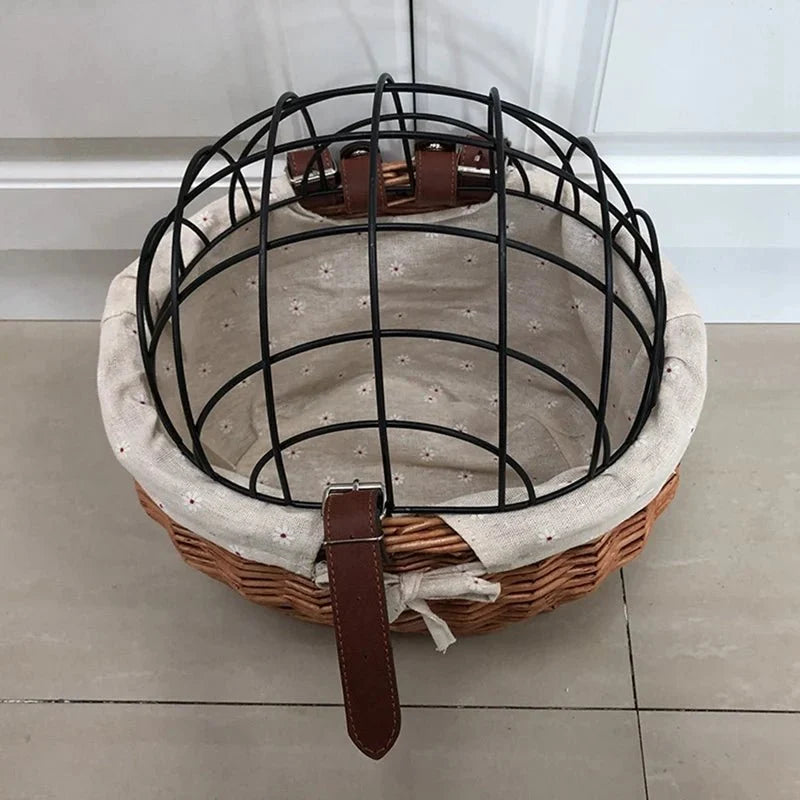 Woven Pet Bicycle Basket for Small Dogs & Cats – RoadSafeReady™