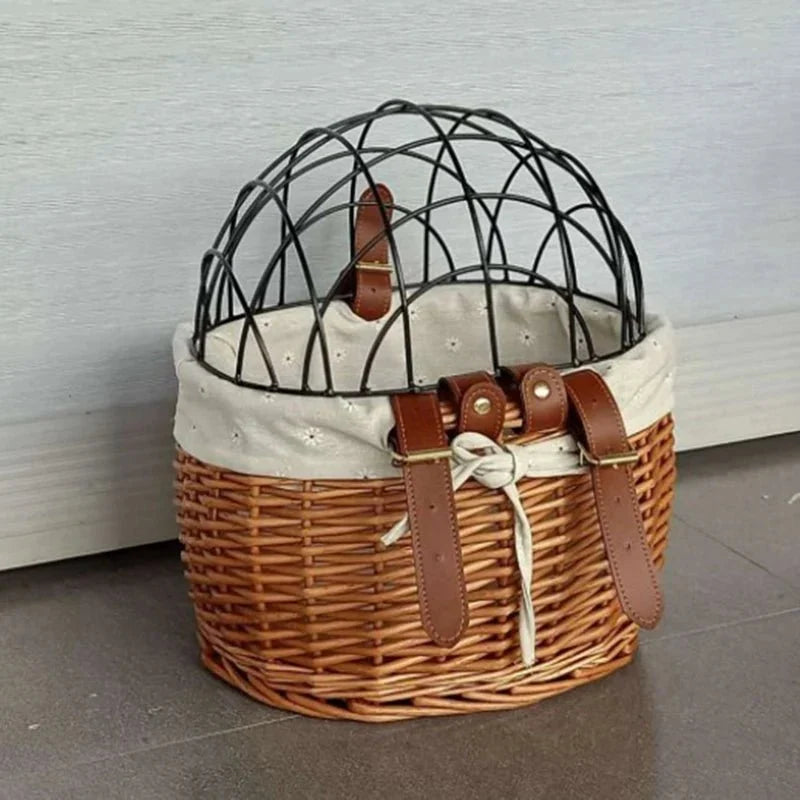 Woven Pet Bicycle Basket for Small Dogs & Cats – RoadSafeReady™