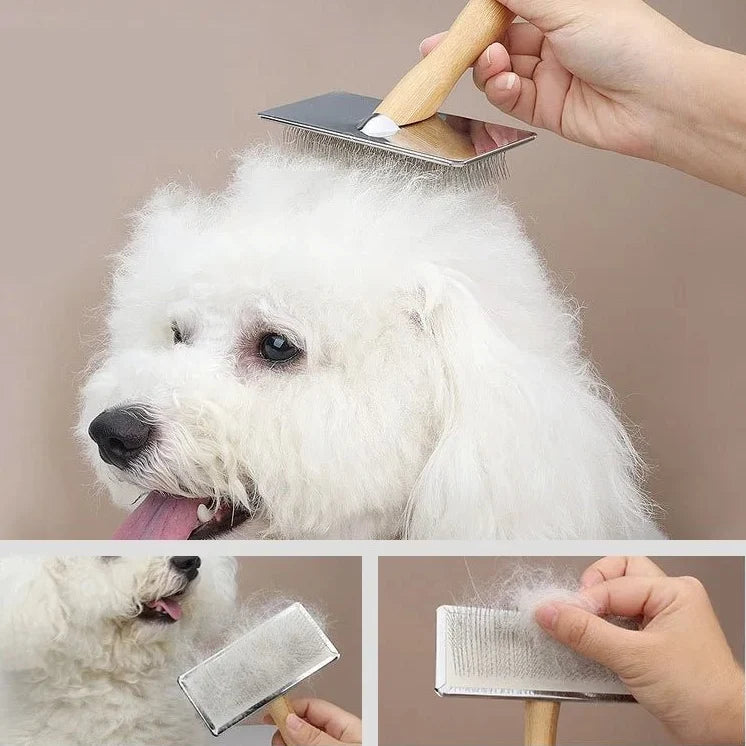 Wooden Grooming Brush for Long-Haired Dogs & Cats – SmoothShield™