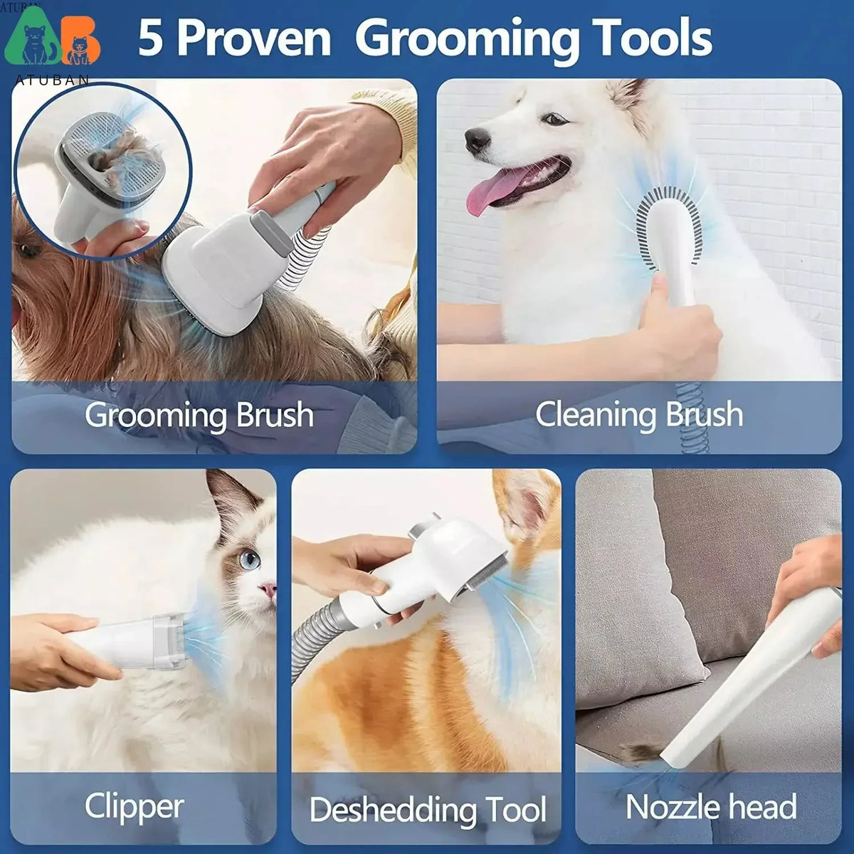 7-in-1 Pet Grooming Vacuum Kit – SmartSphere™