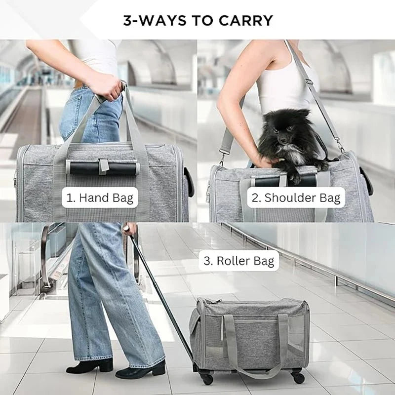 Foldable Pet Stroller & Wheeled Carrier – PawPortPath™
