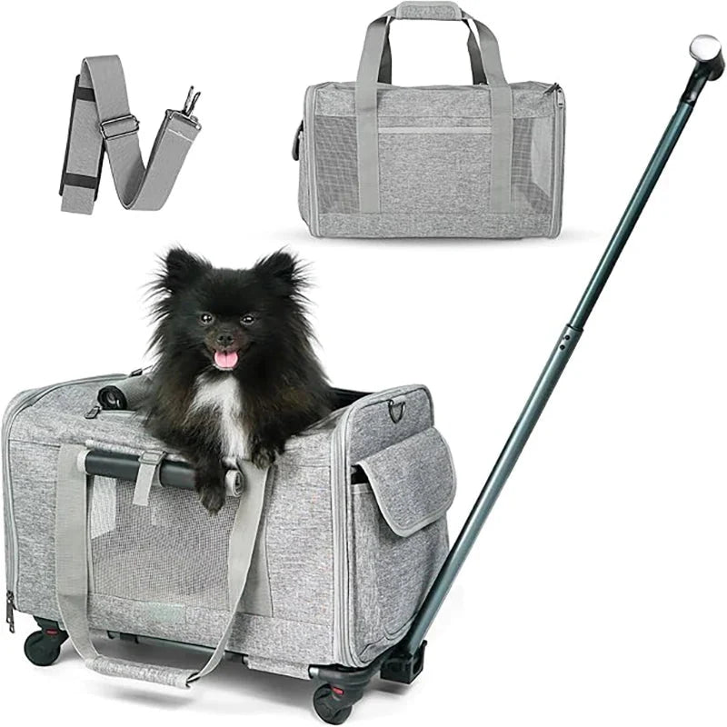 Foldable Pet Stroller & Wheeled Carrier – PawPortPath™