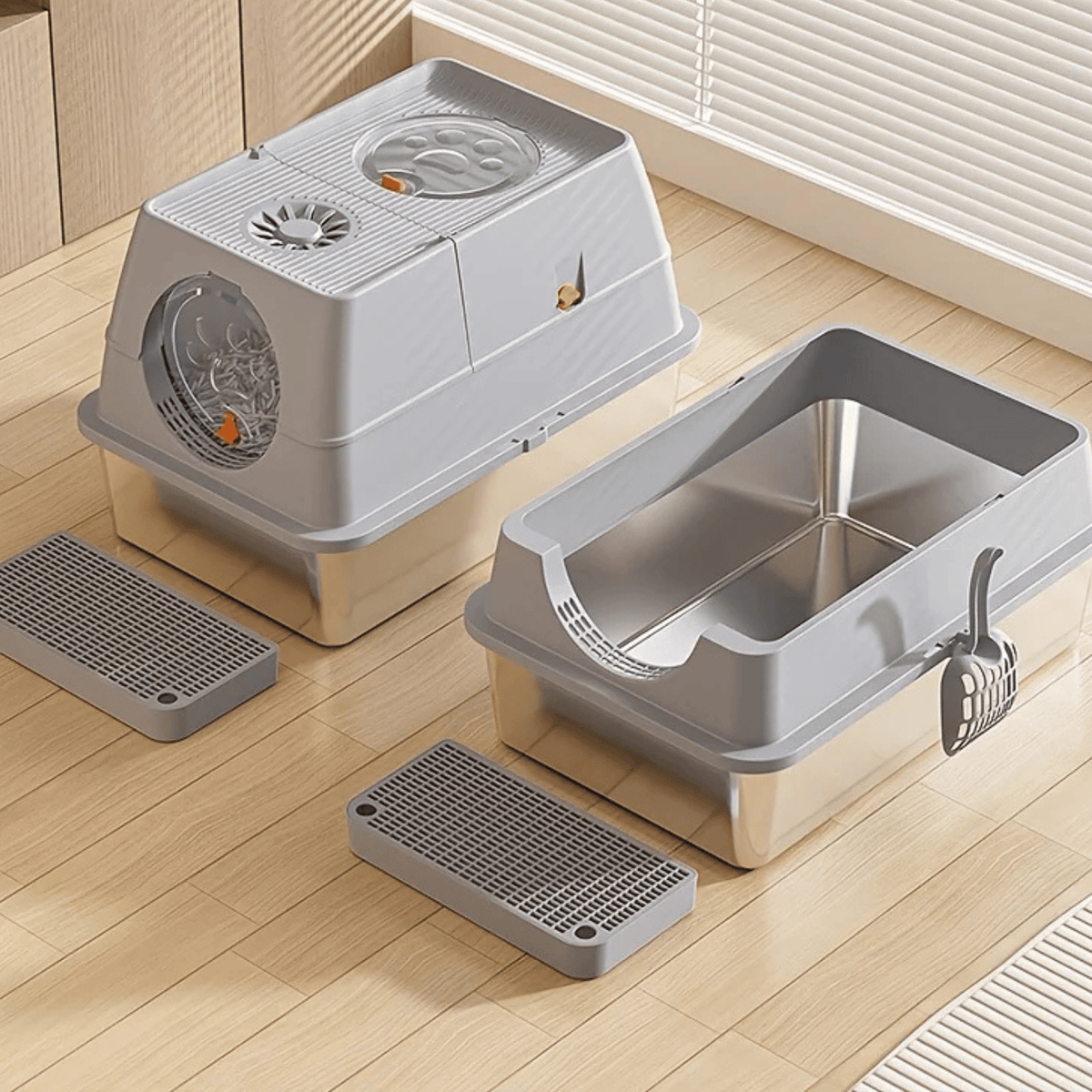 Stainless Steel Enclosed Cat Litter Box – PurrPeak™