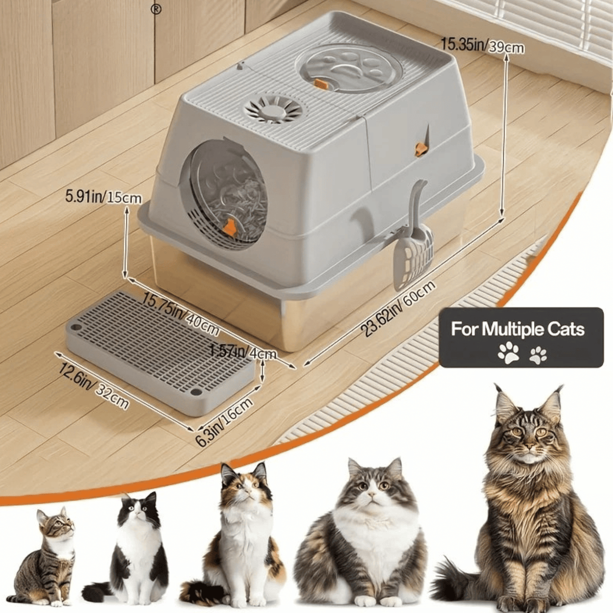 Stainless Steel Enclosed Cat Litter Box – PurrPeak™