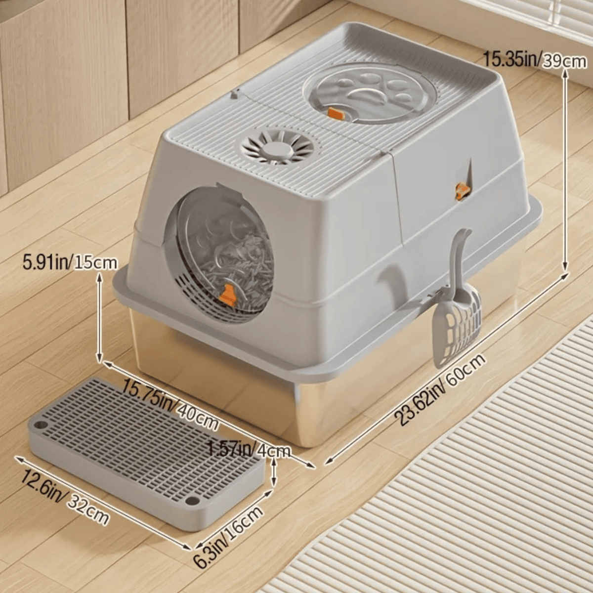 Stainless Steel Enclosed Cat Litter Box – PurrPeak™