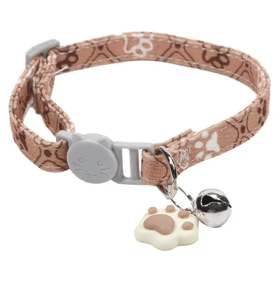 Adjustable Cat Collar with Bell & Paw Print – TrekSense™