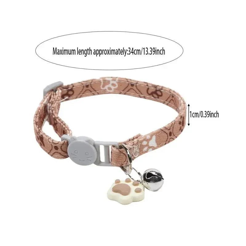 Adjustable Cat Collar with Bell & Paw Print – TrekSense™