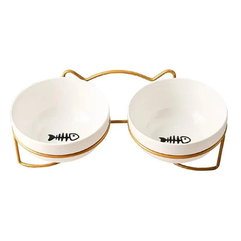 Raised Ceramic Pet Food Bowl with Stand – PawFit™