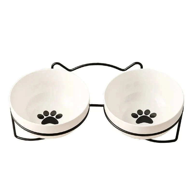 Raised Ceramic Pet Food Bowl with Stand – PawFit™
