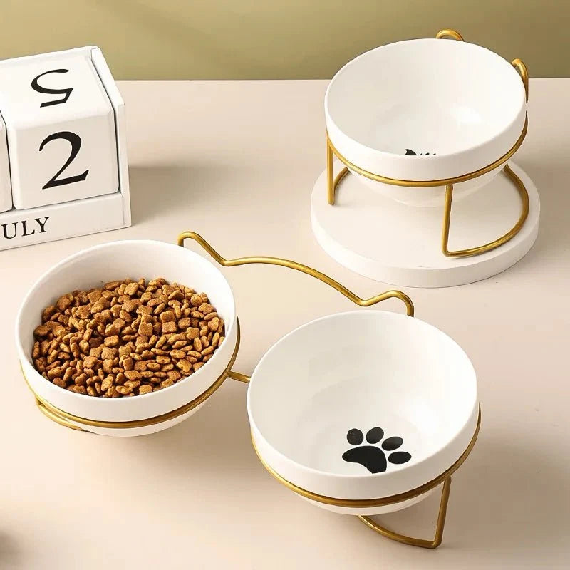 Raised Ceramic Pet Food Bowl with Stand – PawFit™