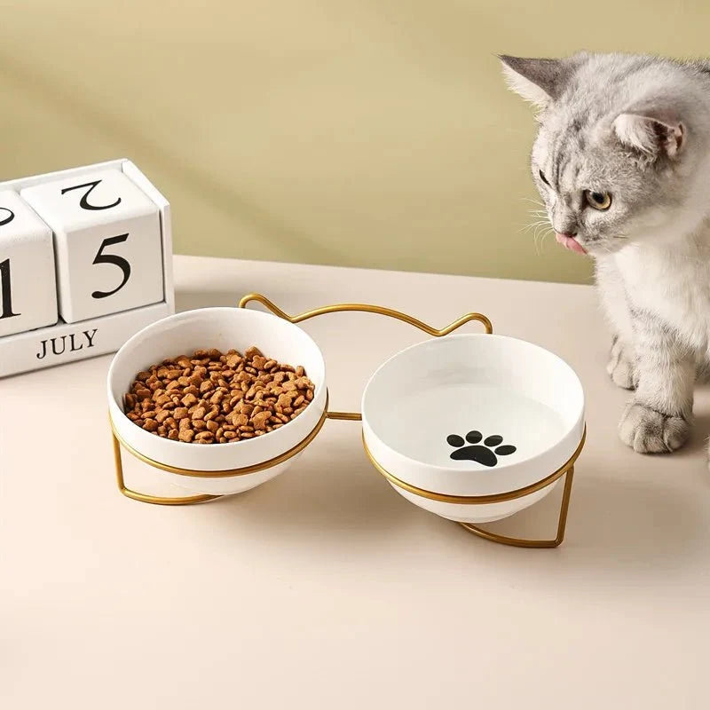 Raised Ceramic Pet Food Bowl with Stand – PawFit™