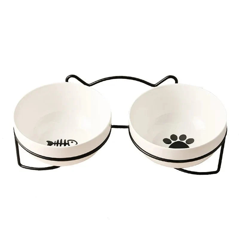 Raised Ceramic Pet Food Bowl with Stand – PawFit™