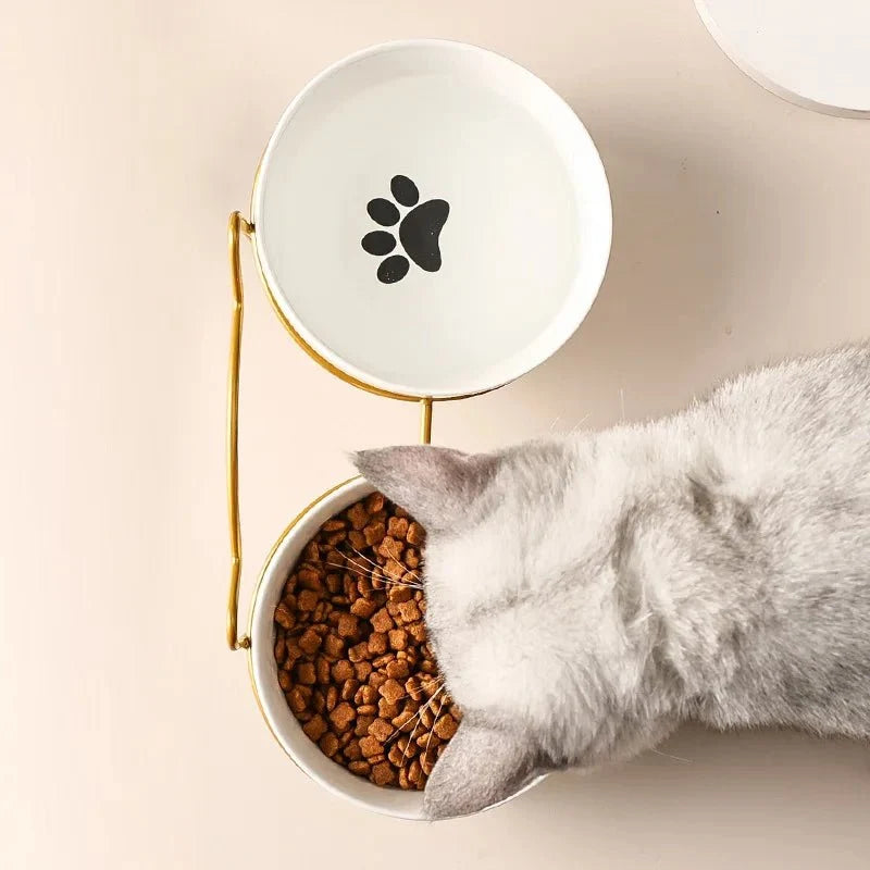 Raised Ceramic Pet Food Bowl with Stand – PawFit™