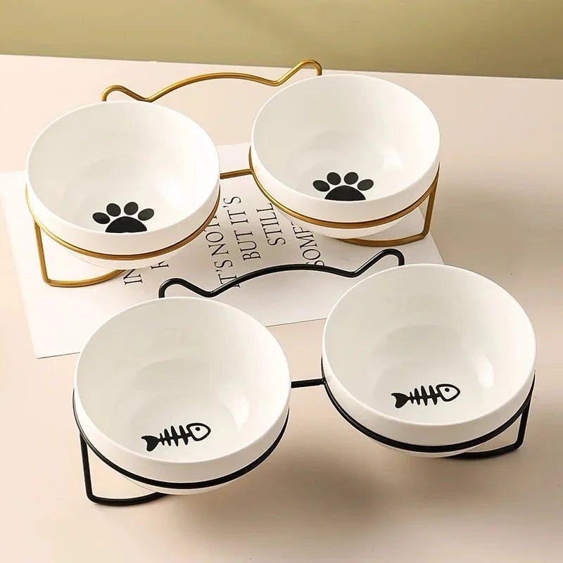 Raised Ceramic Pet Food Bowl with Stand – PawFit™