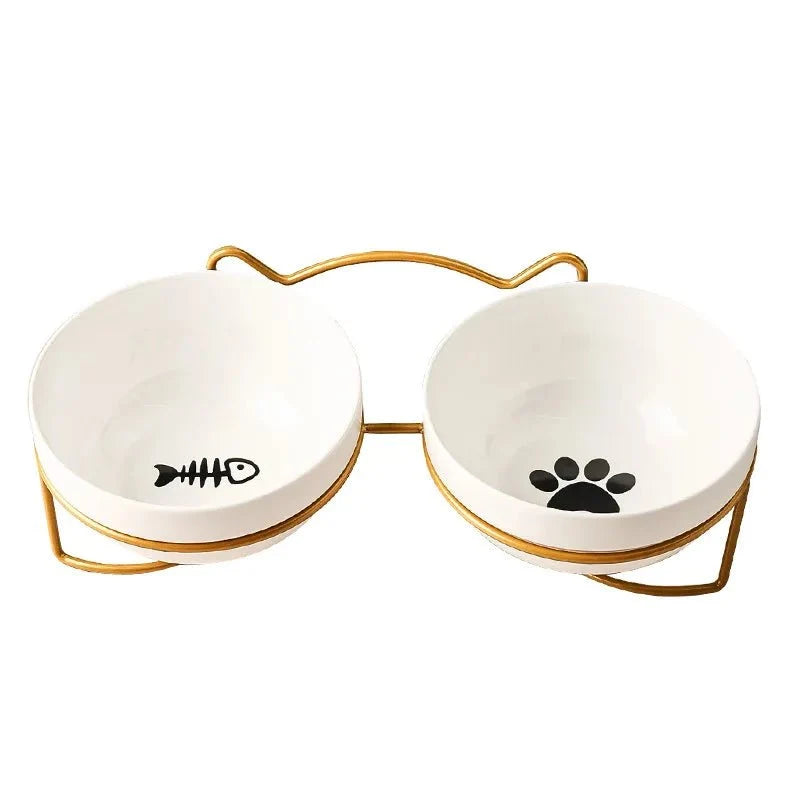 Raised Ceramic Pet Food Bowl with Stand – PawFit™