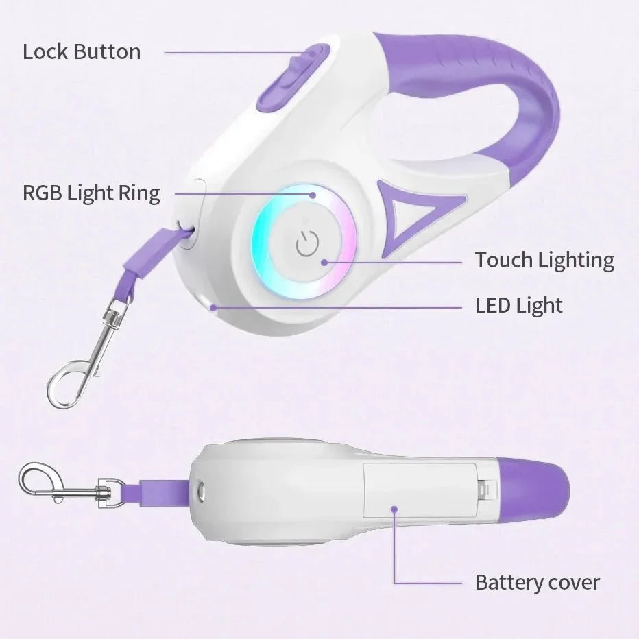 5m LED Retractable Dog & Cat Leash – RouteJoy™