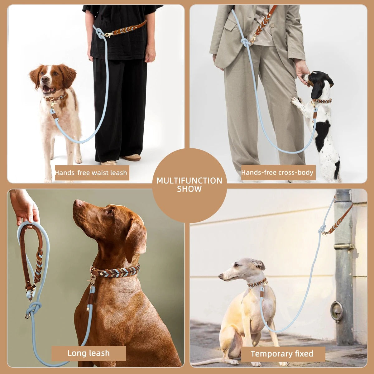 Tailented LeadFlex™ – Leather Hands-Free Dog Leash for Everyday Walks