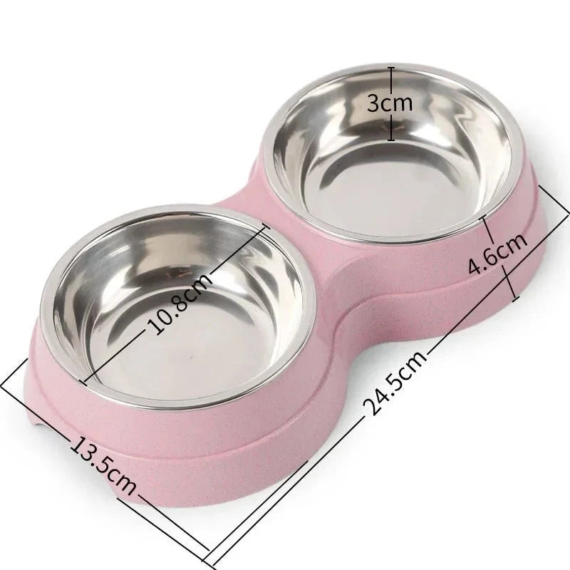 Stainless Steel Double Pet Food Bowl – SlowSafe™