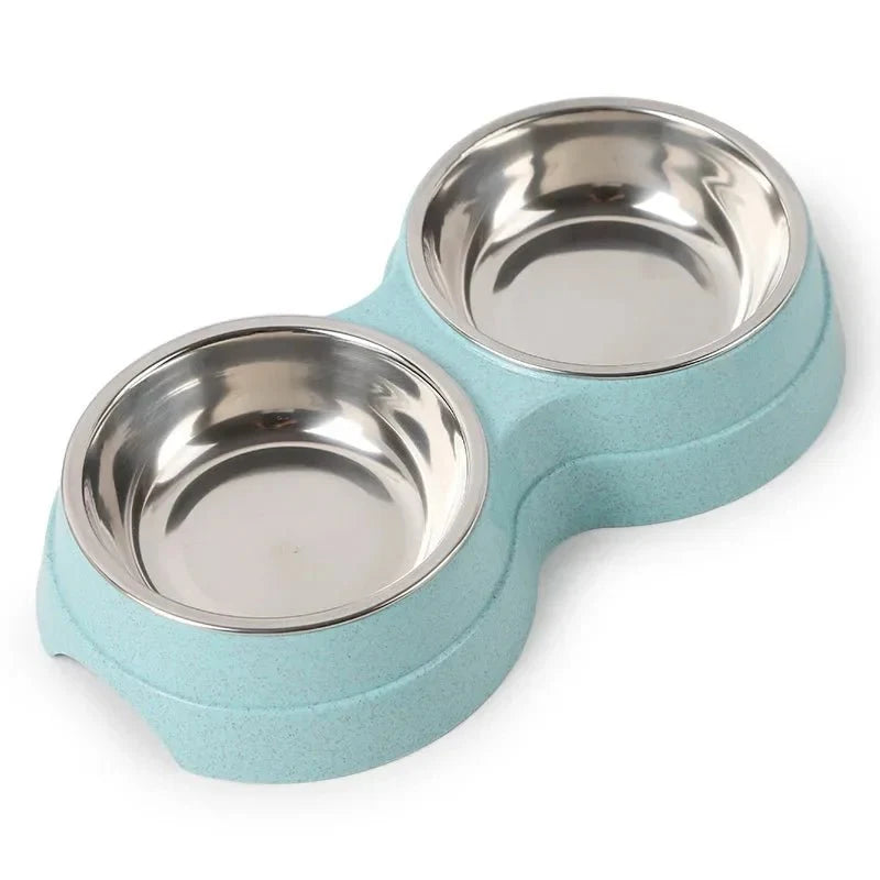 Stainless Steel Double Pet Food Bowl – SlowSafe™