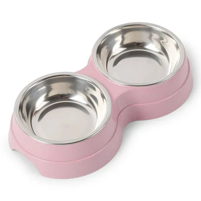 Stainless Steel Double Pet Food Bowl – SlowSafe™