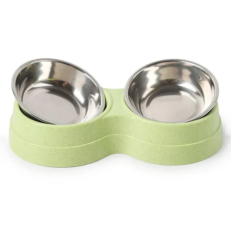 Stainless Steel Double Pet Food Bowl – SlowSafe™