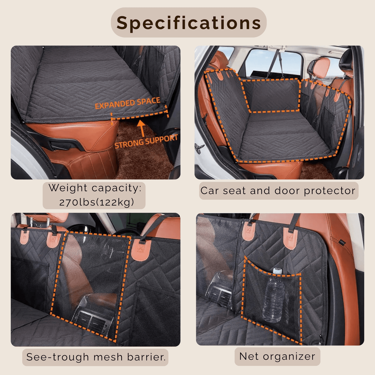 Tailented SeatCare™ – Waterproof Pet Car Seat & Cargo Protection Cover for Dogs