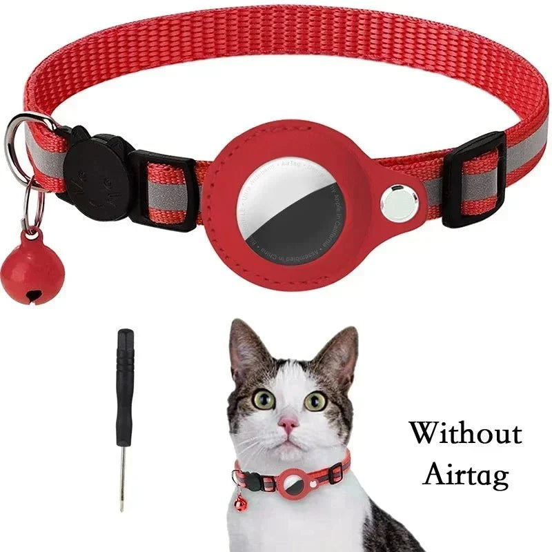 Reflective Cat Collar with AirTag Holder – TrackShield™