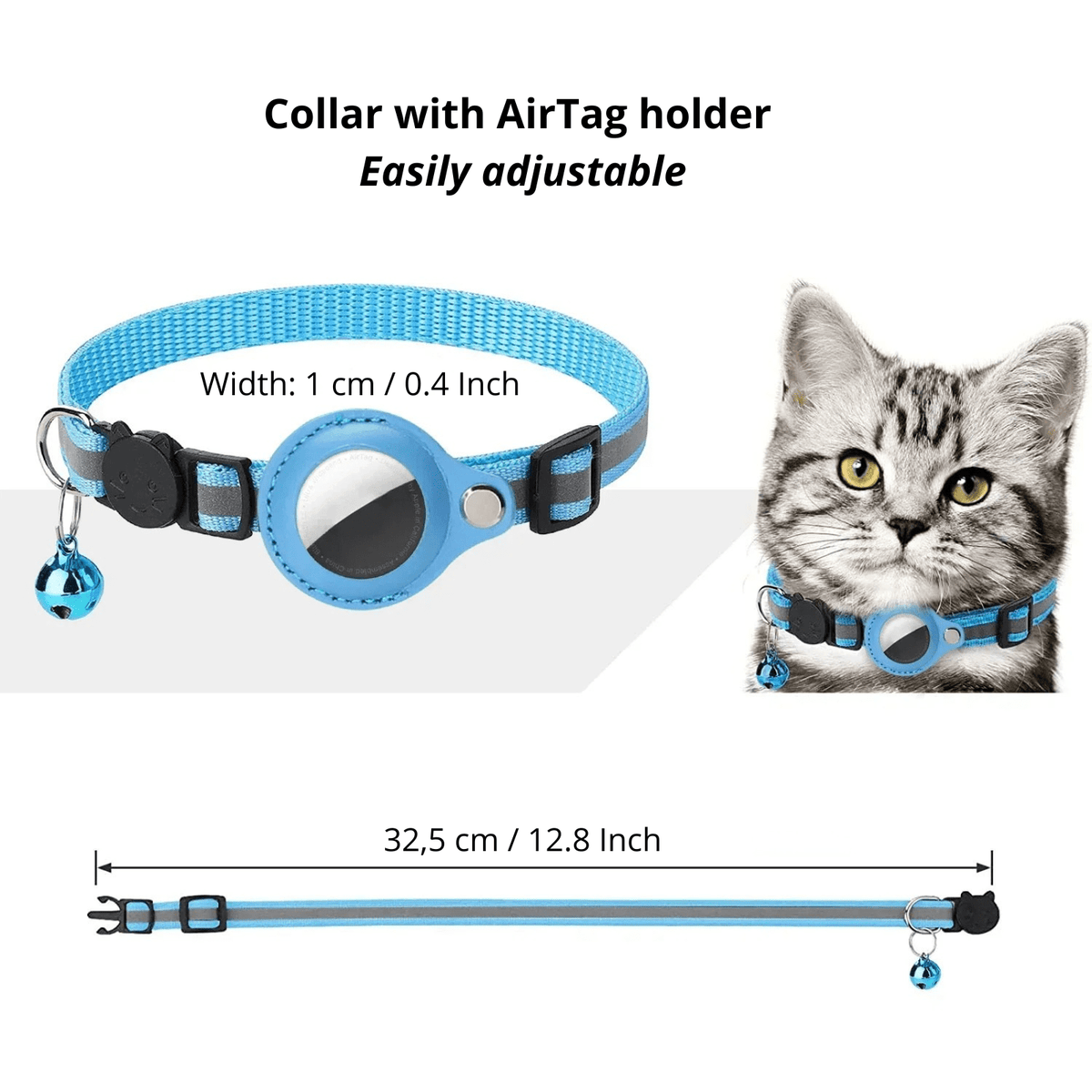 Reflective Cat Collar with AirTag Holder – TrackShield™