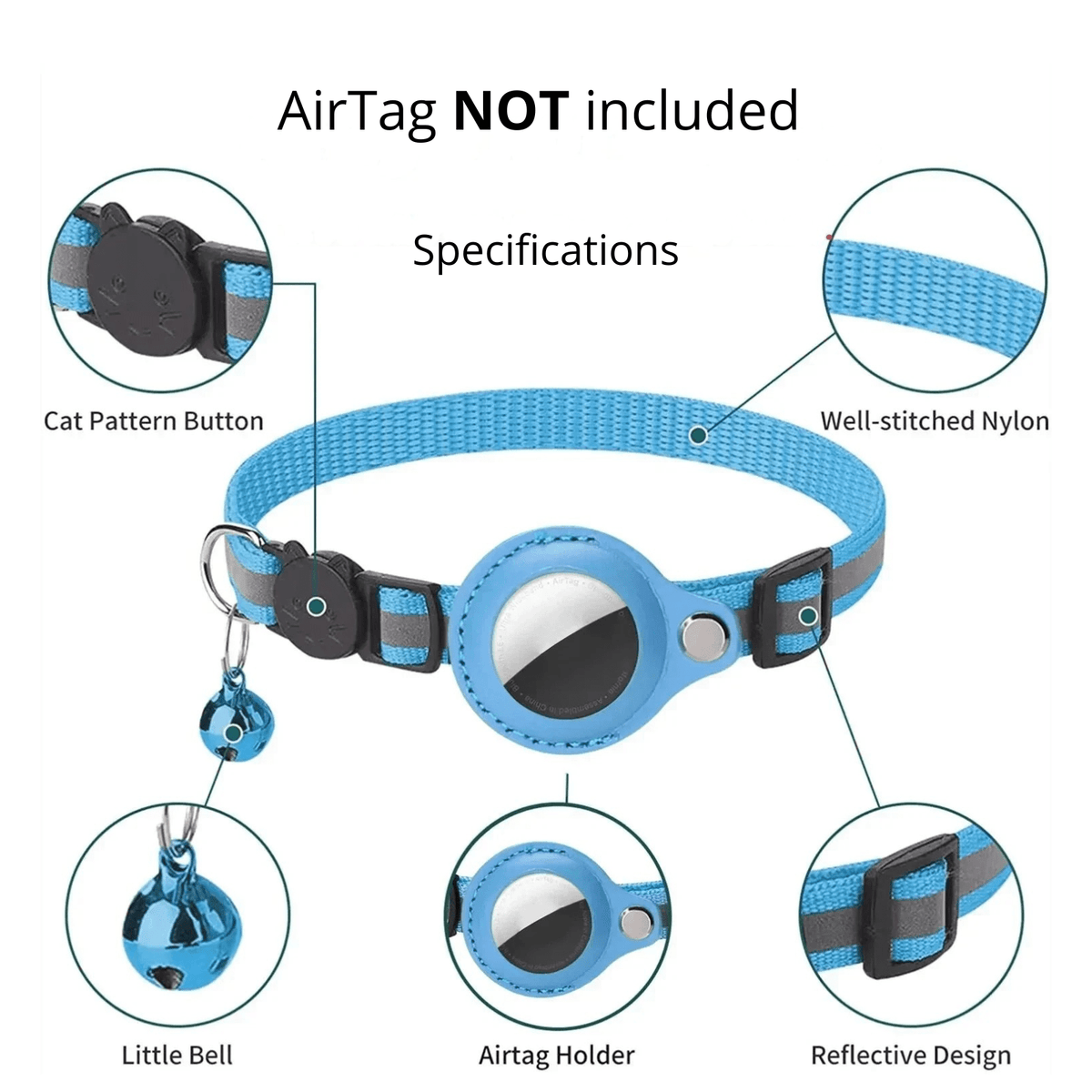 Reflective Cat Collar with AirTag Holder – TrackShield™