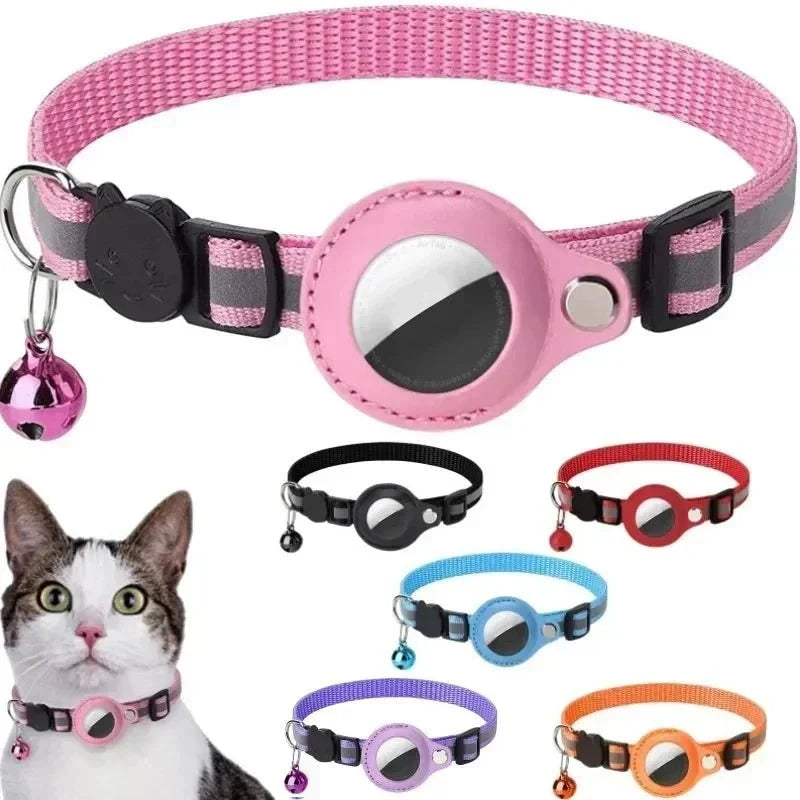 Reflective Cat Collar with AirTag Holder – TrackShield™