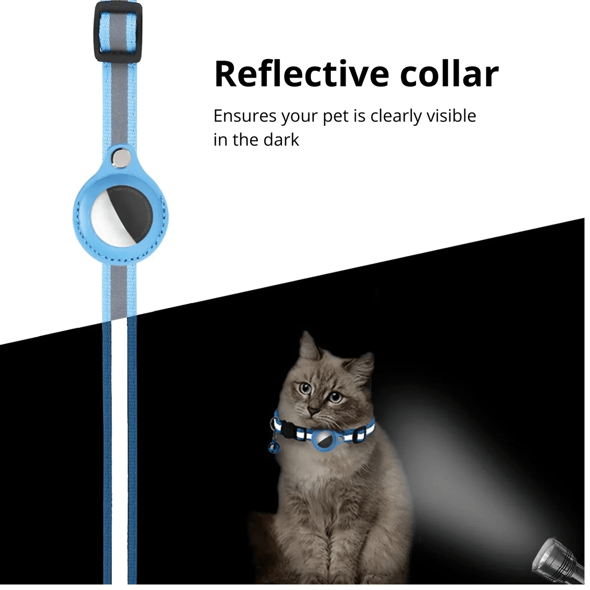 Reflective Cat Collar with AirTag Holder – TrackShield™