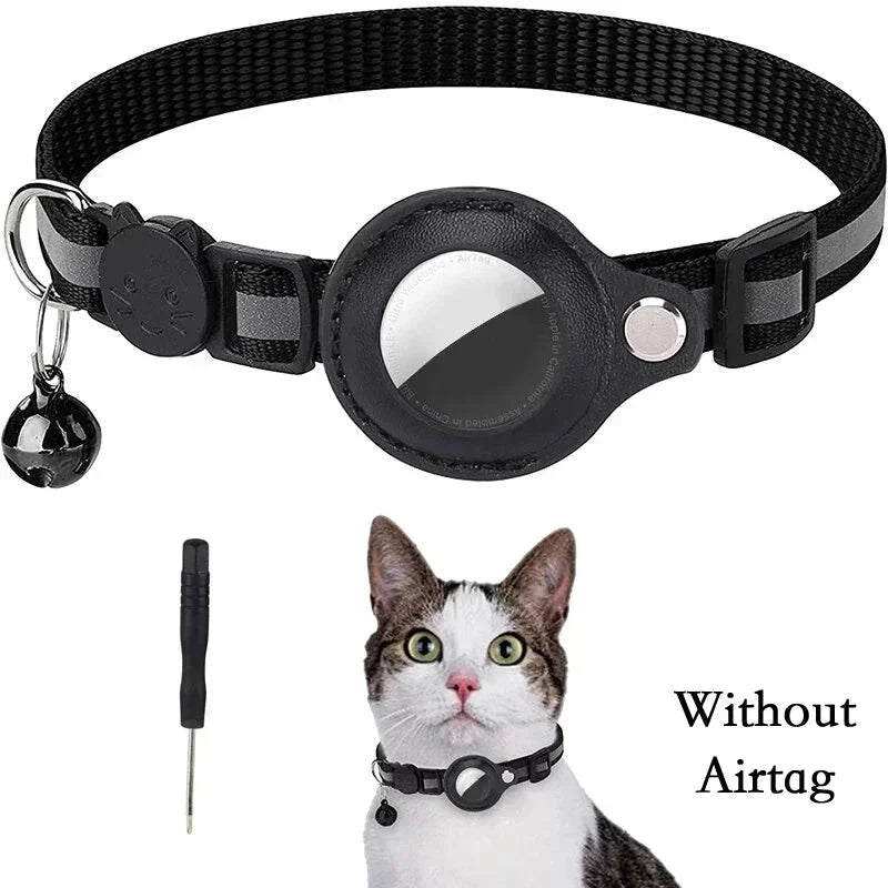 Reflective Cat Collar with AirTag Holder – TrackShield™