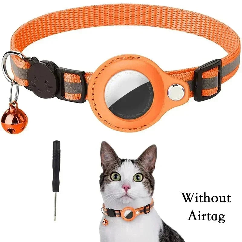 Reflective Cat Collar with AirTag Holder – TrackShield™