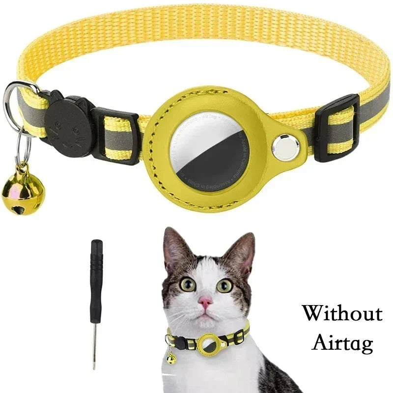 Reflective Cat Collar with AirTag Holder – TrackShield™