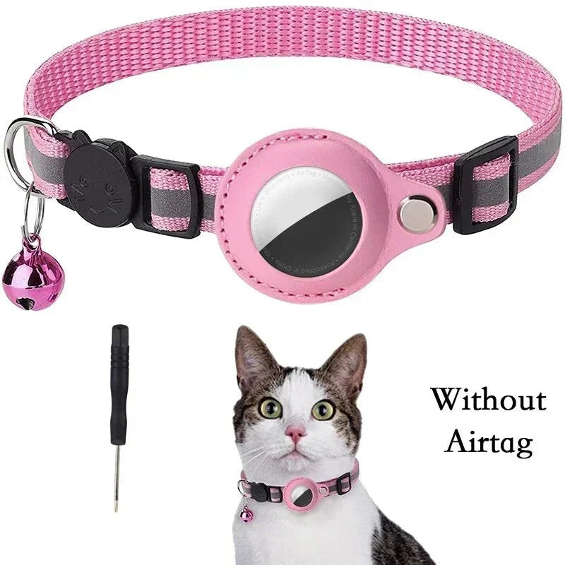 Reflective Cat Collar with AirTag Holder – TrackShield™