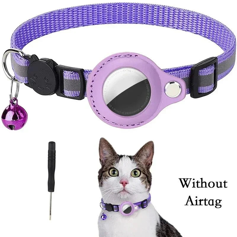 Reflective Cat Collar with AirTag Holder – TrackShield™