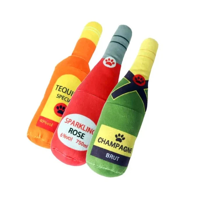 Plush Squeaky Bottle Dog Toy – PurrPrime™