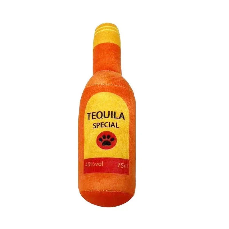 Plush Squeaky Bottle Dog Toy – PurrPrime™