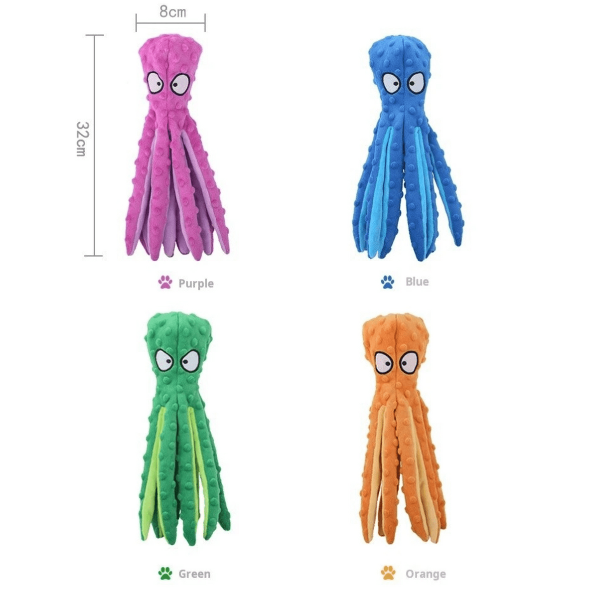 Stuffing-Free Squeaky Octopus Dog Toy – BounceJoy™
