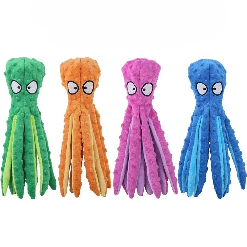Stuffing-Free Squeaky Octopus Dog Toy – BounceJoy™