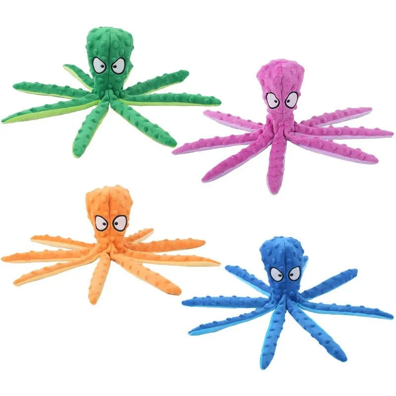 Stuffing-Free Squeaky Octopus Dog Toy – BounceJoy™