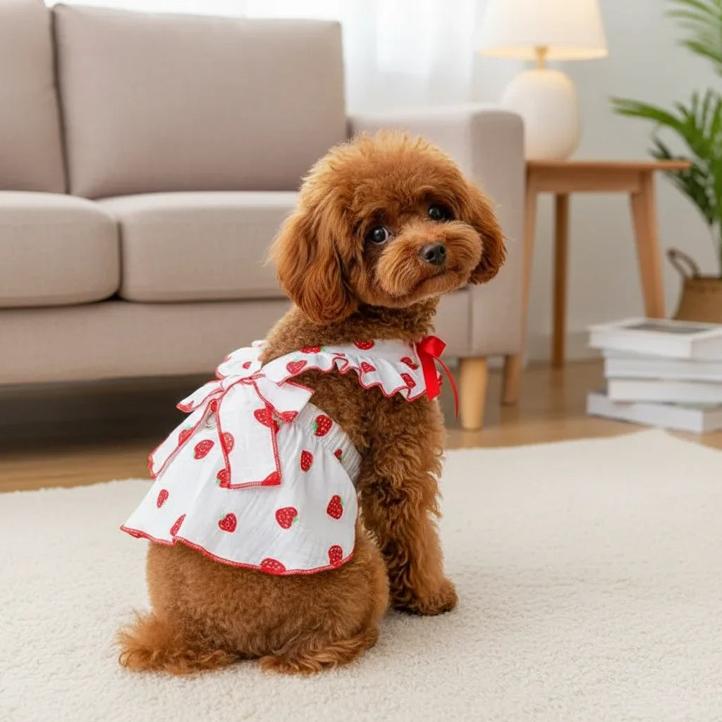 Strawberry Print Summer Dress for Dogs & Cats – EverydayTrail™