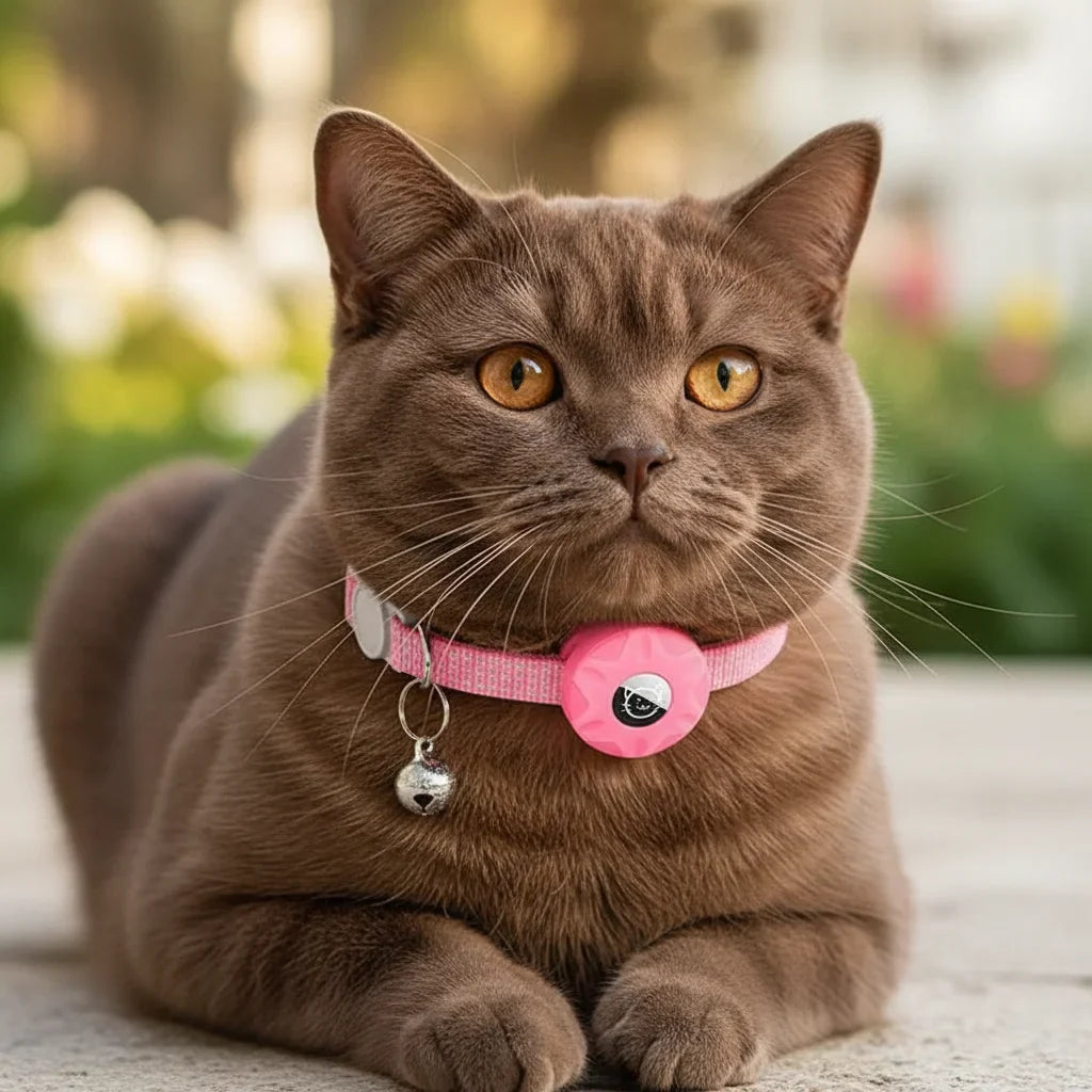 Reflective Cat Collar with AirTag Holder – SignalBalance™