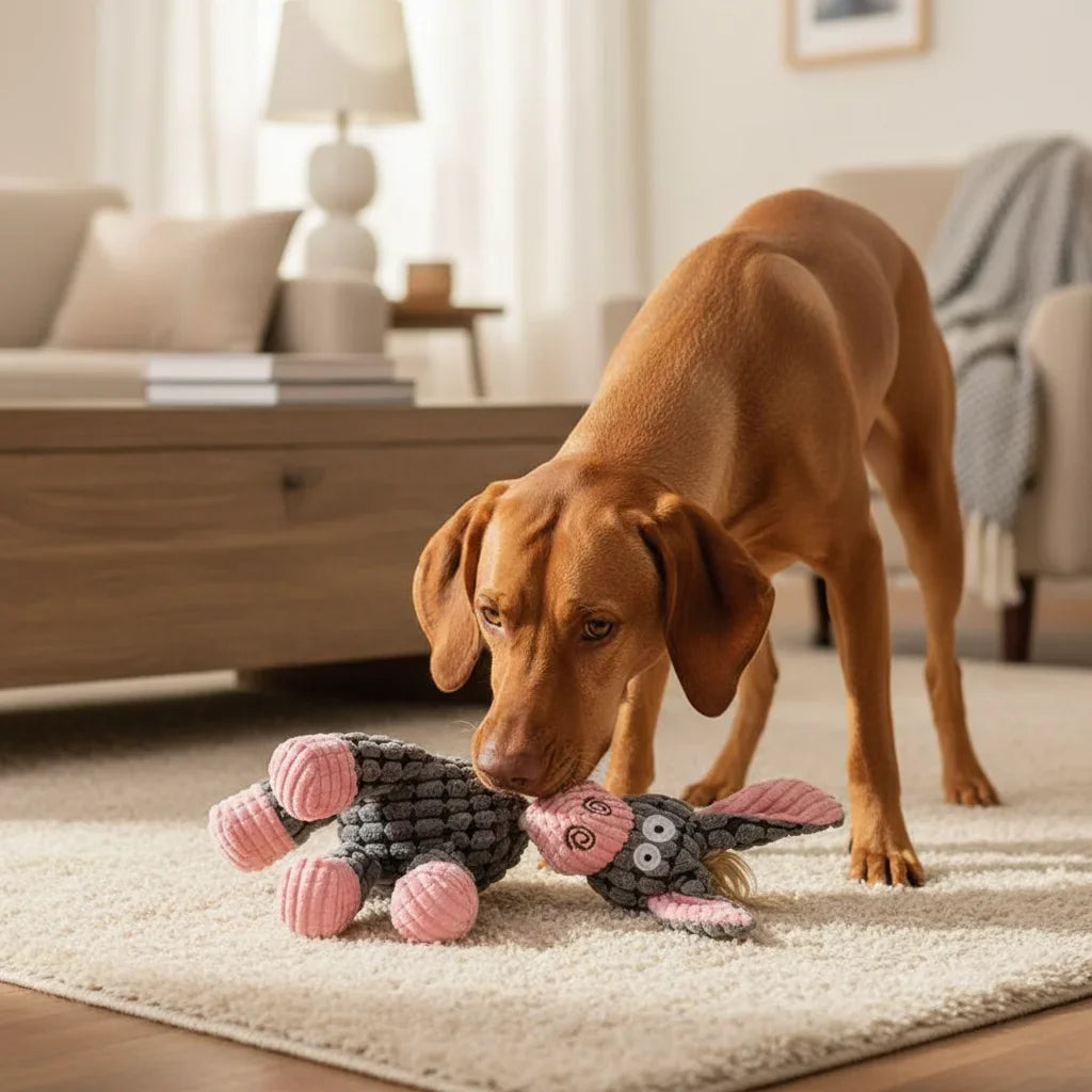 Squeaky Donkey Plush Dog Toy – TugFlex™