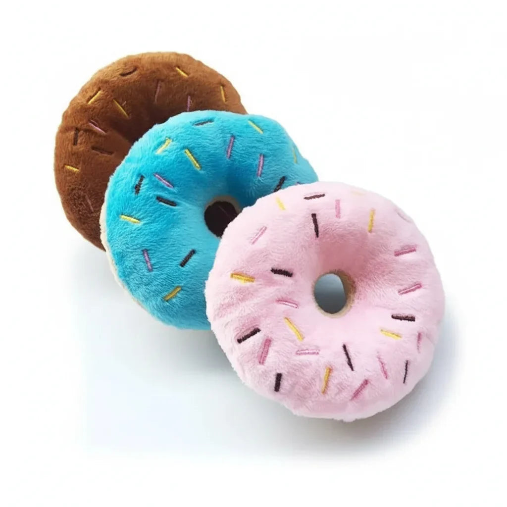 Squeaky Donut Plush Dog Toy – TugWave™