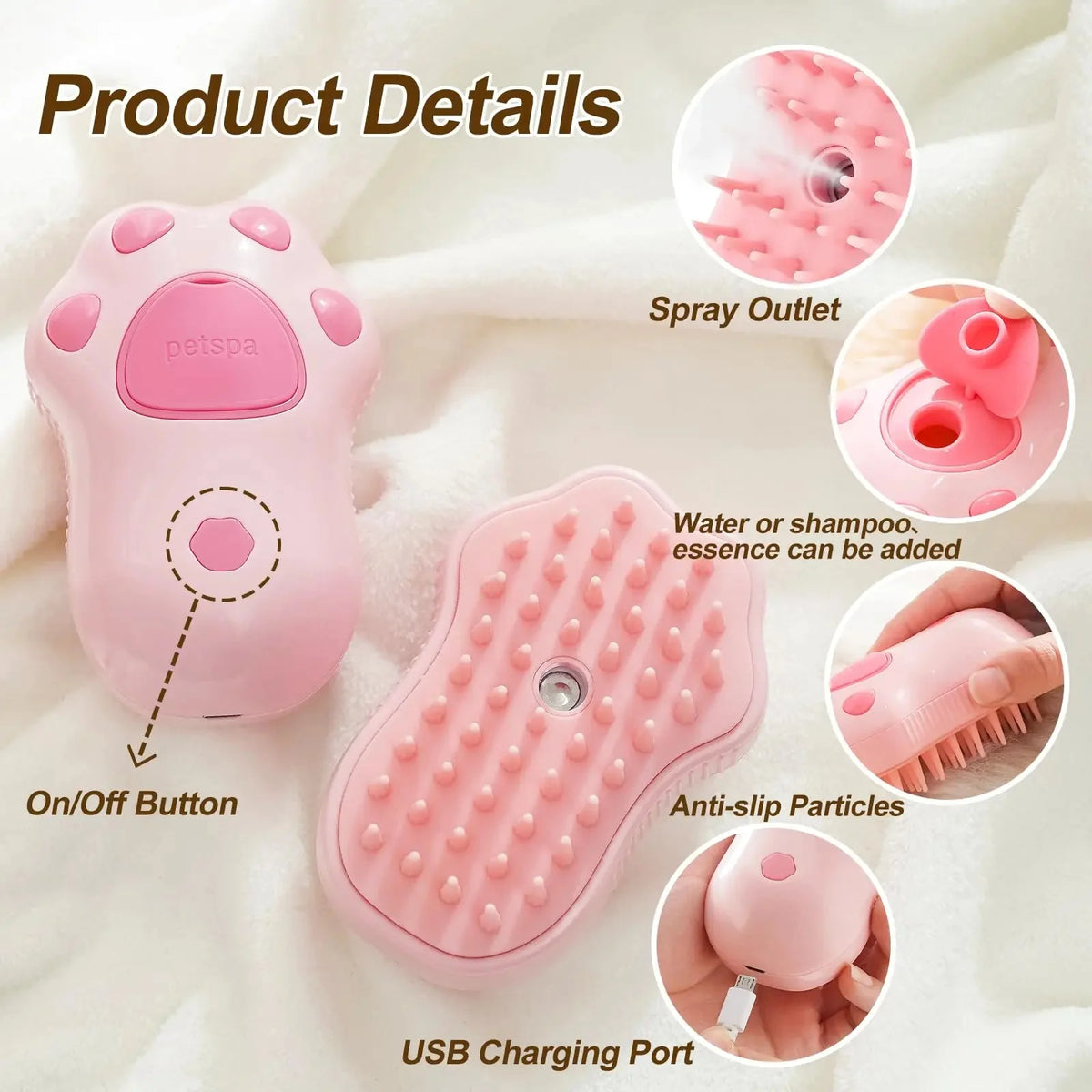 3-in-1 Steam Pet Grooming Brush – CareAdventure™