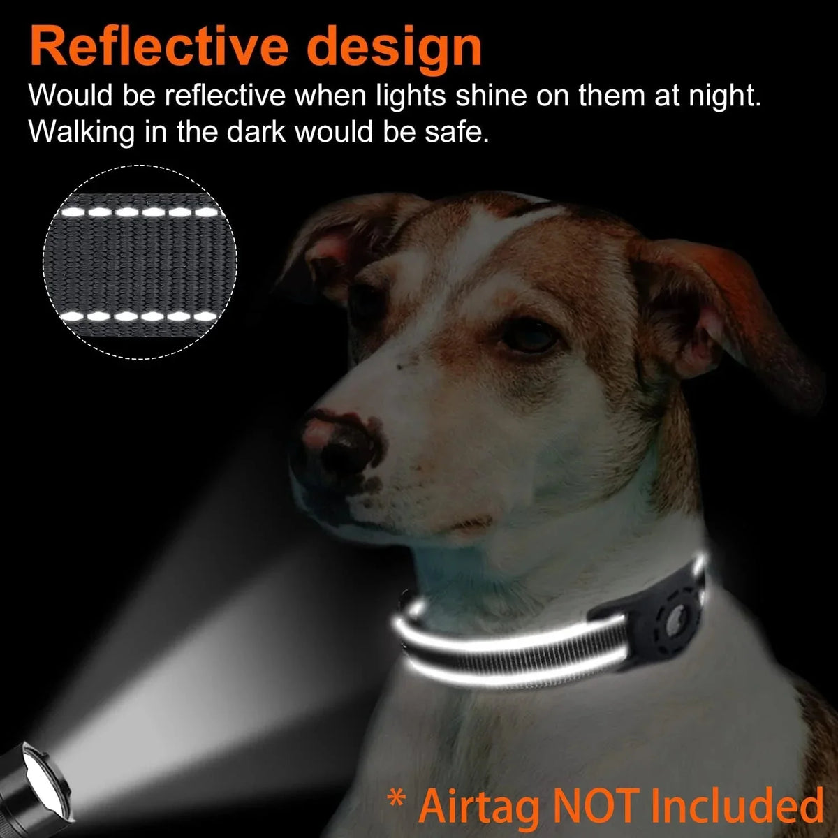 Reflective Dog Collar with AirTag Holder – SignalCraft™